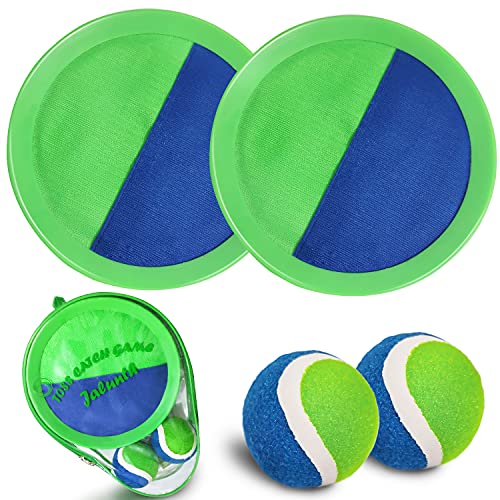 Jalunth Cattura Racchette Palline Set Velcero Racchettoni Giochi Spiaggia Mare Esterno Giardino Bambino Bambina Bambini Bimba Bimbo Adulti Famiglia Giocattoli 2 3 4 5 6 7 8 10 12 Anni Pasqua Regalo