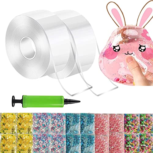 Storaffy Nano Tape Bubble, Nastro nano per fare bolle, Nastro biadesivo a bolle soffiabili creative con gonfiatore, Multifunzione Nano Tape Bubble Fidget Toys Kit artigianale Bomboniere per bambini