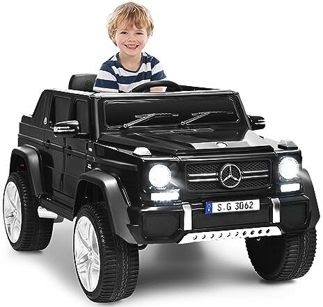 COSTWAY Mercedes Benz Macchina Elettrica per Bambini 12V, Veicolo Elettrico con Luci LED e Chiusura di Sicurezza, Macchina Cavalcabile per Bambini 3-8 Anni (Nero)