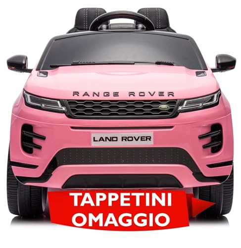 Mondial Toys Macchina Elettrica per Bambini 12V Range Rover Evoque Auto Elettrica per Bambini con Telecomando Porte Apribili Sedile in Pelle Tappetini in Omaggio Full Optional (Rosa)