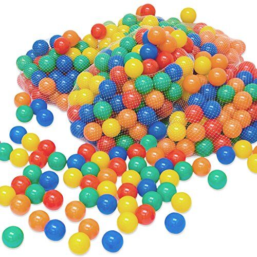 LittleTom 600 Palline Colorate Ø 6 cm di Diametro   Palline di plastica Gioco per Bambini Prima Infanzia per riempire Piscine Tende   5 Colori Misti Giallo Rosso Blu Verde Arancione   Alta qualità