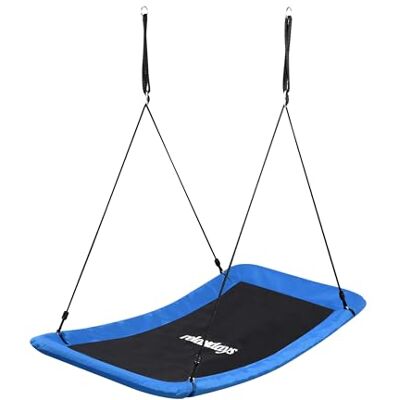 Relaxdays Altalena Nido Quadrata per Bambini e Adulti, 150 kg, Curva più Bimbi, LxP: 150x80 cm, Blu Relaxdays Altalena Nido Quadrata per Bambini e Adulti, 150 kg, Curva più Bimbi, LxP: 150x80 cm, Blu
