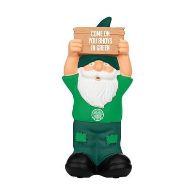 FOCO Con licenza ufficiale Celtic FC gnomo con cartello e slogan FOCO Con licenza ufficiale Celtic FC gnomo con cartello e slogan