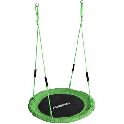 Relaxdays Altalena Nido Rotonda, Maniglie Imbottite, Bambini, Regolabile, Outdoor, Ø 100 cm, Max Relaxdays Altalena Nido Rotonda, Maniglie Imbottite, Bambini, Regolabile, Outdoor, Ø 100 cm, Max