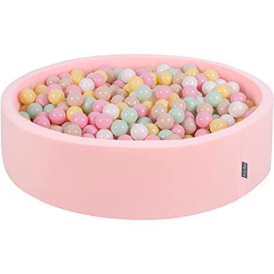 KiddyMoon Piscina di Palline 120X30cm/600 Palline Colorate Grande Tondo per Bambini, Fabbricato in EU, Rosa:Beige Pastello/Giallo Pastello/Bianco/Menta/Rosa Chiaro KiddyMoon Piscina di Palline 120X30cm/600 Palline Colorate Grande Tondo per Bambini, Fabbricato in EU, Rosa:Beige Pastello/Giallo Pastello/Bianco/Menta/Rosa Chiaro