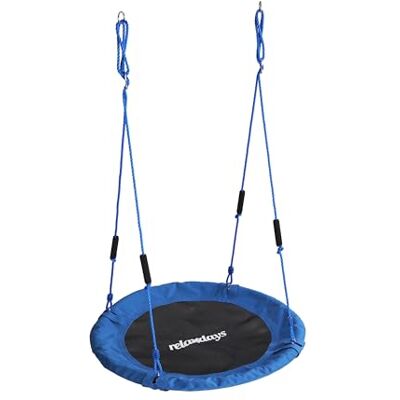 Relaxdays Altalena Nido Rotonda, Maniglie Imbottite, Bambini, Regolabile, Esterni, Ø100 cm, 100 kg Relaxdays Altalena Nido Rotonda, Maniglie Imbottite, Bambini, Regolabile, Esterni, Ø100 cm, 100 kg