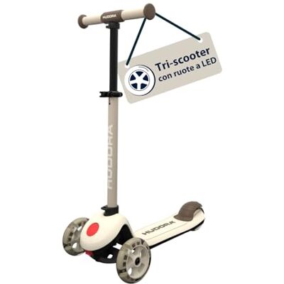 Hudora Tri-Scooter con ruote a LED – IVORY – monopattino a 3 ruote con manubrio regolabile – ruota posteriore larga, cuscinetti ABEC-7, pedana antiscivolo e freno posteriore – per esterni per bambini Hudora Tri-Scooter con ruote a LED – IVORY – monopattino a 3 ruote con manubrio regolabile – ruota posteriore larga, cuscinetti ABEC-7, pedana antiscivolo e freno posteriore – per esterni per bambini