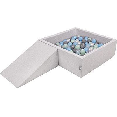 KiddyMoon Area di Gioco in Schiuma con Quadrato Piscina di Palline (200 Palline) per Bambini, Grigioch:Perla/Grigio/Trasparente/Azzurro/Menta KiddyMoon Area di Gioco in Schiuma con Quadrato Piscina di Palline (200 Palline) per Bambini, Grigioch:Perla/Grigio/Trasparente/Azzurro/Menta