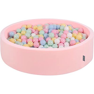 KiddyMoon Piscina Di Palline 120X30cm/1000 Palline Colorate Grande Tondo Per Bambini, Fabbricato In EU, Rosa:Blu Pastello/Giallo Pastello/Bianco/Menta/Rosa Chiaro KiddyMoon Piscina Di Palline 120X30cm/1000 Palline Colorate Grande Tondo Per Bambini, Fabbricato In EU, Rosa:Blu Pastello/Giallo Pastello/Bianco/Menta/Rosa Chiaro