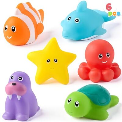JOYIN Giochi Bagnetto, 6 Giocattoli da Bagno Galleggianti Animali Marini senza Fori & Antimuffa, Giocattoli d'Acqua per Bambini 1 2 3 Anni, Giochi Bagnetto per Vasca Piscina, Regalo per Neonati Bambi JOYIN Giochi Bagnetto, 6 Giocattoli da Bagno Galleggianti Animali Marini senza Fori & Antimuffa, Giocattoli d'Acqua per Bambini 1 2 3 Anni, Giochi Bagnetto per Vasca Piscina, Regalo per Neonati Bambi