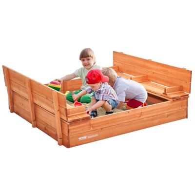 VEVOR Sabbiera in Legno 1330 x 1200 x 430 mm Sabbiera con Panche Pieghevoli e Fondo, Sabbiera per Bambini in Legno Naturale per Cortile all'aperto, Spiaggia, per Ragazzi e Ragazze dai 3 ai 12 Anni VEVOR Sabbiera in Legno 1330 x 1200 x 430 mm Sabbiera con Panche Pieghevoli e Fondo, Sabbiera per Bambini in Legno Naturale per Cortile all'aperto, Spiaggia, per Ragazzi e Ragazze dai 3 ai 12 Anni