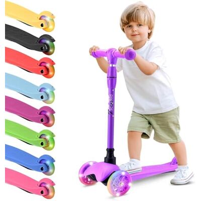 Hurtle Monopattino Leggero a 3 Ruote con Luci LED, Antiscivolo, per Bambini 2-5 Anni, Altezza Regolabile 63,-71 cm (Viola) Hurtle Monopattino Leggero a 3 Ruote con Luci LED, Antiscivolo, per Bambini 2-5 Anni, Altezza Regolabile 63,-71 cm (Viola)