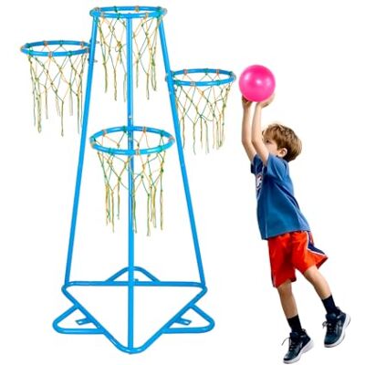 VEVOR Canestro da Basket per Bambini a 4 Cerchi, Supporto da Basket Portatile con Altezze Regolabili e 3 Palline, Set di Giocattoli da Basket per Interni Esterni, Giocattoli da Basket per Bambini, Blu VEVOR Canestro da Basket per Bambini a 4 Cerchi, Supporto da Basket Portatile con Altezze Regolabili e 3 Palline, Set di Giocattoli da Basket per Interni Esterni, Giocattoli da Basket per Bambini, Blu