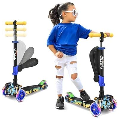 Hurtle Monopattino pieghevole a 13 ruote per bambini, con pedana antiscivolo, luci lampeggianti, per bambini/bambine dai 2 ai 12 anni Hurtle Monopattino pieghevole a 13 ruote per bambini, con pedana antiscivolo, luci lampeggianti, per bambini/bambine dai 2 ai 12 anni