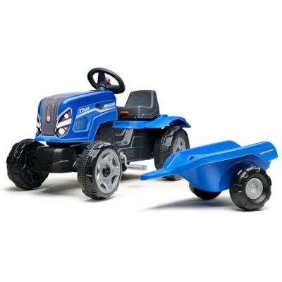 Falk Trattore a pedali New Holland Bambino con rimorchio, da 2 anni Cappuccio apribile e seduta regolabile Falk Trattore a pedali New Holland Bambino con rimorchio, da 2 anni Cappuccio apribile e seduta regolabile