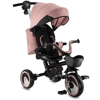 Momi Triciclo per bambini IVI, seduta girevole 360°, cinture a 3 punti, poggiapiedi, tettuccio parasole, ruote EVA, manubrio regolabile, borsa e cestino portaoggetti Momi Triciclo per bambini IVI, seduta girevole 360°, cinture a 3 punti, poggiapiedi, tettuccio parasole, ruote EVA, manubrio regolabile, borsa e cestino portaoggetti