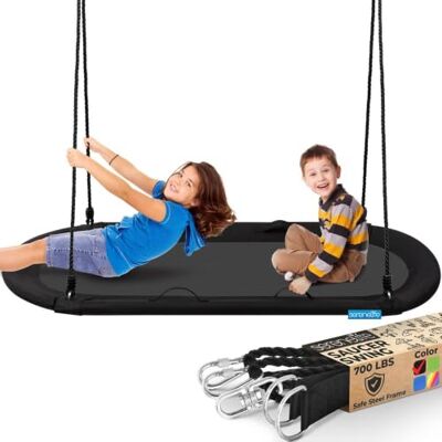 SereneLife Altalena da Giardino per Bambini, 170 cm, Altalena Ovale con Kit di Fissaggio Borsa Portata, Supporta fino a 318 kg, Resistente all’Acqua, Nero SereneLife Altalena da Giardino per Bambini, 170 cm, Altalena Ovale con Kit di Fissaggio Borsa Portata, Supporta fino a 318 kg, Resistente all’Acqua, Nero