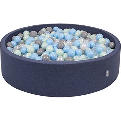 KiddyMoon Piscina di Palline 120X30cm/300 Palline Colorate Grande Tondo per Bambini, Fabbricato in EU, Blu Scuro:Perla/Grigio/Trasparente/Azzurro/Menta KiddyMoon Piscina di Palline 120X30cm/300 Palline Colorate Grande Tondo per Bambini, Fabbricato in EU, Blu Scuro:Perla/Grigio/Trasparente/Azzurro/Menta