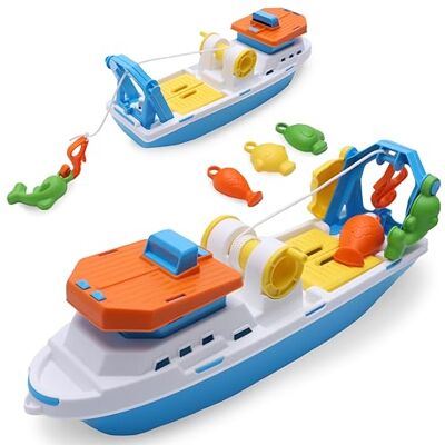 Toyland ® Barca da pesca colorata da 40cm (16") con 4 pesciolini in plastica Giocattolo acquatico galleggiante per bambini, Dai 3 anni in su, porte mobili, amo da pesca Toyland ® Barca da pesca colorata da 40cm (16") con 4 pesciolini in plastica Giocattolo acquatico galleggiante per bambini, Dai 3 anni in su, porte mobili, amo da pesca