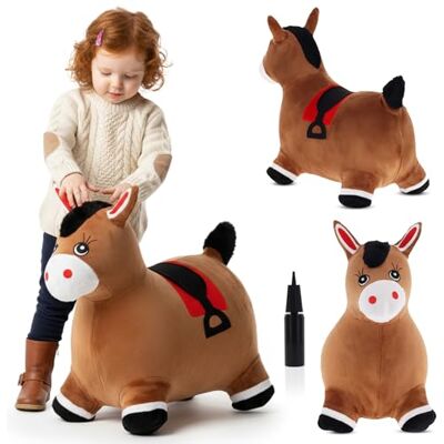 Sun Animale gonfiabile che salta, giocattolo di 1 anno, saltarello per bambini, design ergonomico, cavallo giocattolo, pompa manuale inclusa (Cavallo marrone) Sun Animale gonfiabile che salta, giocattolo di 1 anno, saltarello per bambini, design ergonomico, cavallo giocattolo, pompa manuale inclusa (Cavallo marrone)