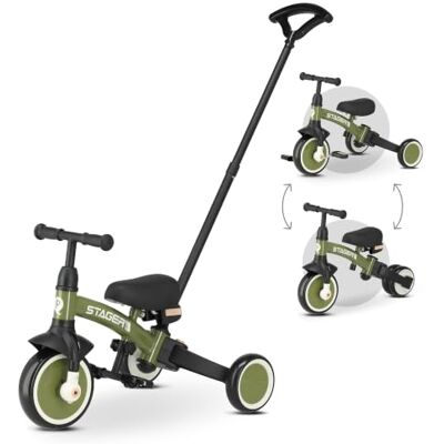 QPLAY Triciclo & Bici d'equilibrio senza pedali Stager 3 in 1, con maniglione a spinta, pedali rimovibili, si trasforma da 3 a 2 ruote senza attrezzi, sella regolabile, dai 2 ai 6 anni (Silver) QPLAY Triciclo & Bici d'equilibrio senza pedali Stager 3 in 1, con maniglione a spinta, pedali rimovibili, si trasforma da 3 a 2 ruote senza attrezzi, sella regolabile, dai 2 ai 6 anni (Silver)