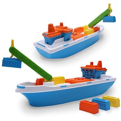 Toyland ® 41cm (16") Nave da carico Colorata da con Porte mobili, Gru e 6 contenitori in plastica Giocattolo Acquatico Galleggiante per Bambini Giochi da Piscina e da Bagno 3 Anni + Toyland ® 41cm (16") Nave da carico Colorata da con Porte mobili, Gru e 6 contenitori in plastica Giocattolo Acquatico Galleggiante per Bambini Giochi da Piscina e da Bagno 3 Anni +