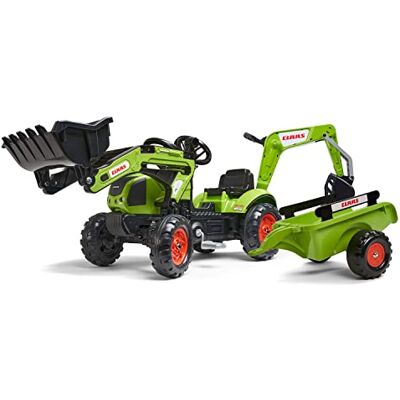 Falk Retroescavatore a pedali Claas con escavatore e rimorchio Da 2 anni Made in France pala anteriore articolata ed escavatore volante con clacson Falk Retroescavatore a pedali Claas con escavatore e rimorchio Da 2 anni Made in France pala anteriore articolata ed escavatore volante con clacson