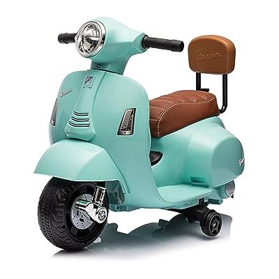 Mondial Toys Moto Elettrica Scooter per Bambini Mini Vespa GTS Piaggio 6V con Schienale Sedile in Pelle Luci Suoni Verde Tiffany Mondial Toys Moto Elettrica Scooter per Bambini Mini Vespa GTS Piaggio 6V con Schienale Sedile in Pelle Luci Suoni Verde Tiffany