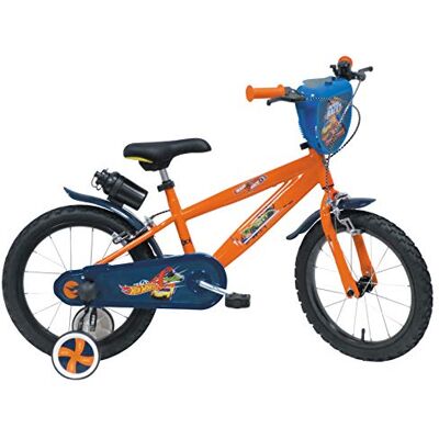 Mondo Toys Bici Mod. Hot Wheels per bambino/bambina misura 14’’ rotelle e freno anteriore/posteriore colore arancione/blu Mondo Toys Bici Mod. Hot Wheels per bambino/bambina misura 14’’ rotelle e freno anteriore/posteriore colore arancione/blu
