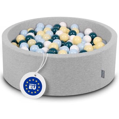 KiddyMoon 90X30cm/200 Palline Piscina di Palline Colorate per Bambini Tondo Fabbricato in EU, Grigioch:Turchese Scuro/Blu Pastello/Giallo Pastello/Bianco KiddyMoon 90X30cm/200 Palline Piscina di Palline Colorate per Bambini Tondo Fabbricato in EU, Grigioch:Turchese Scuro/Blu Pastello/Giallo Pastello/Bianco