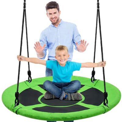 SereneLife Altalena da Giardino per Bambini Rotonda 102 cm con Kit di Fissaggio, Corde Regolabili e Altalena Girevole Centrale per Uso Esterno SereneLife Altalena da Giardino per Bambini Rotonda 102 cm con Kit di Fissaggio, Corde Regolabili e Altalena Girevole Centrale per Uso Esterno
