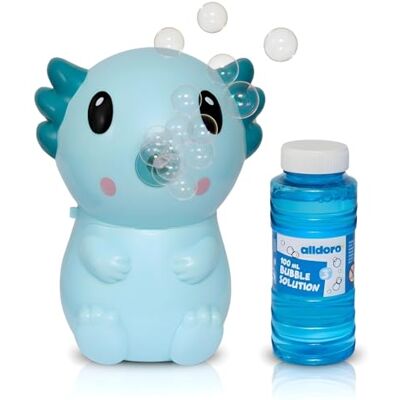 alldoro Axolotl Macchina per bolle di sapone, per bambini dai 3 anni in su, con 100 ml, 11 x 9 x 14 cm, turchese alldoro Axolotl Macchina per bolle di sapone, per bambini dai 3 anni in su, con 100 ml, 11 x 9 x 14 cm, turchese