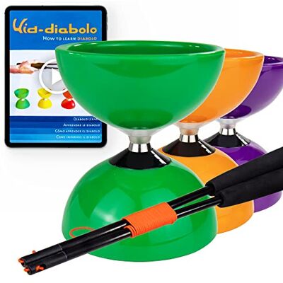 Juggle Dream Carousel Diabolo Set – con ASSE a Triplo Cuscinetto a Sfera + Bacchette in Fibra e Video di Apprendimento Online Giocoleria (Verde) Juggle Dream Carousel Diabolo Set – con ASSE a Triplo Cuscinetto a Sfera + Bacchette in Fibra e Video di Apprendimento Online Giocoleria (Verde)