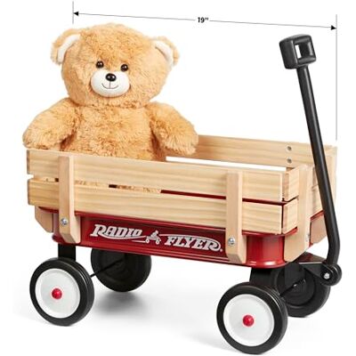 Radio Flyer Il mio primo carretto in acciaio e legno con orsacchiotto, carretto giocattolo rosso, per bambini da 1,5 anno in su Radio Flyer Il mio primo carretto in acciaio e legno con orsacchiotto, carretto giocattolo rosso, per bambini da 1,5 anno in su