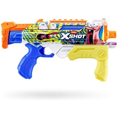 XSHOT Water SpongeBob Hyperload Water Blaster by ZURU: Riempimento rapido, getto 10 m, serbatoio 500 ml. Giocattolo estivo per bambini 5+, divertimento all'aperto, spiaggia, giardino. XSHOT Water SpongeBob Hyperload Water Blaster by ZURU: Riempimento rapido, getto 10 m, serbatoio 500 ml. Giocattolo estivo per bambini 5+, divertimento all'aperto, spiaggia, giardino.