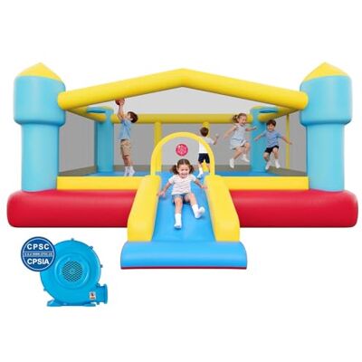 VEVOR Castello Gonfiabile Parco Gioco per Bambini da Esterno 448 x 420 x 207 cm con Scivolo Canestro da Basket, Castello Gonfiabile per 3-4 Bambini Feste all'Aperto Gioco per Età 3-8 Anni VEVOR Castello Gonfiabile Parco Gioco per Bambini da Esterno 448 x 420 x 207 cm con Scivolo Canestro da Basket, Castello Gonfiabile per 3-4 Bambini Feste all'Aperto Gioco per Età 3-8 Anni