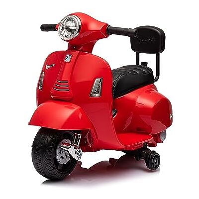 Mondial Toys Moto Elettrica Scooter per Bambini Mini Vespa GTS Piaggio 6V con Schienale Sedile in Pelle Luci Suoni Rosso Mondial Toys Moto Elettrica Scooter per Bambini Mini Vespa GTS Piaggio 6V con Schienale Sedile in Pelle Luci Suoni Rosso