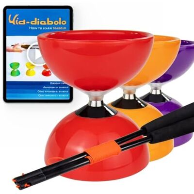 Juggle Dream Carousel Diabolo Set – con ASSE a Triplo Cuscinetto a Sfera + Bacchette in Fibra e Video di Apprendimento Online Giocoleria (Rosso) Juggle Dream Carousel Diabolo Set – con ASSE a Triplo Cuscinetto a Sfera + Bacchette in Fibra e Video di Apprendimento Online Giocoleria (Rosso)