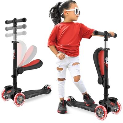 Hurtle Monopattino pieghevole con 10 ruote per bambini, con altezza regolabile, pedana antiscivolo, luci lampeggianti, per ragazzi/ragazze dai 2 ai 12 anni Hurtle Monopattino pieghevole con 10 ruote per bambini, con altezza regolabile, pedana antiscivolo, luci lampeggianti, per ragazzi/ragazze dai 2 ai 12 anni