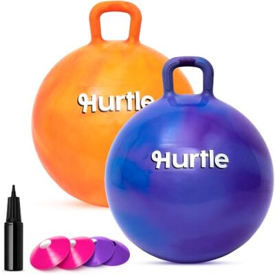 Hurtle Pallone per Saltare 51 cm per Bambini, Palla per Saltare Bambini con Maniglie, Pompa e 4 Coni, Gioco di Equilibrio, Interno ed Esterno, Giochi da Giardino, 3-12 Anni, Rosa e Blu Hurtle Pallone per Saltare 51 cm per Bambini, Palla per Saltare Bambini con Maniglie, Pompa e 4 Coni, Gioco di Equilibrio, Interno ed Esterno, Giochi da Giardino, 3-12 Anni, Rosa e Blu