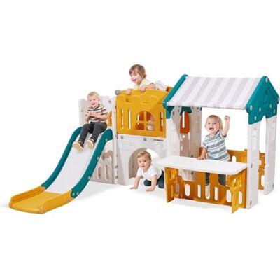 VEVOR Casetta da Gioco per Esterni, Versatile Parco Giochi per Bambini con Scivolo, Canestro, Telescopio, Volante, Tunnel per Gattonare, Vetrina, Struttura di Gioco Aperta per Bambini VEVOR Casetta da Gioco per Esterni, Versatile Parco Giochi per Bambini con Scivolo, Canestro, Telescopio, Volante, Tunnel per Gattonare, Vetrina, Struttura di Gioco Aperta per Bambini