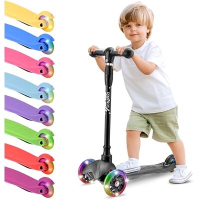 Hurtle Monopattino Leggero a 3 Ruote con Luci LED, Antiscivolo, per Bambini 2-5 Anni, Altezza Regolabile 63,-71 cm (Nero) Hurtle Monopattino Leggero a 3 Ruote con Luci LED, Antiscivolo, per Bambini 2-5 Anni, Altezza Regolabile 63,-71 cm (Nero)