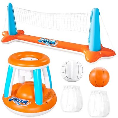 JOYIN Galleggianti gonfiabili per Piscina, Rete da pallavolo e canestro da Basket, Gioco di Nuoto Galleggiante per Bambini e Adulti, galleggianti Estivi, Giochi Estivi per Sport Acquatici, Arancio JOYIN Galleggianti gonfiabili per Piscina, Rete da pallavolo e canestro da Basket, Gioco di Nuoto Galleggiante per Bambini e Adulti, galleggianti Estivi, Giochi Estivi per Sport Acquatici, Arancio
