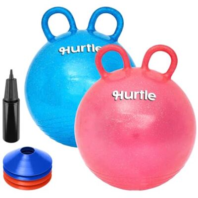 Hurtle Set 45,7 cm Pallone per Saltare Glitter per Bambini 3–6 Anni, Palla per Saltare Bambini con Maniglie, Pompa e 4 Coni, Giochi da Giardino in PVC, Interno ed Esterno, Antiscivolo, Blu e Rosso Hurtle Set 45,7 cm Pallone per Saltare Glitter per Bambini 3–6 Anni, Palla per Saltare Bambini con Maniglie, Pompa e 4 Coni, Giochi da Giardino in PVC, Interno ed Esterno, Antiscivolo, Blu e Rosso