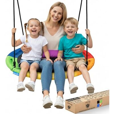 SereneLife Altalena da Giardino per Bambini con Kit di Fissaggio, Diametro 102 cm, Corde Regolabili e Girevole, Altalena Resistente per Esterno SereneLife Altalena da Giardino per Bambini con Kit di Fissaggio, Diametro 102 cm, Corde Regolabili e Girevole, Altalena Resistente per Esterno