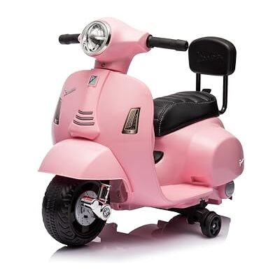 Mondial Toys Moto Elettrica Scooter per Bambini Mini Vespa GTS Piaggio 6V con Schienale Sedile in Pelle Luci Suoni Rosa Mondial Toys Moto Elettrica Scooter per Bambini Mini Vespa GTS Piaggio 6V con Schienale Sedile in Pelle Luci Suoni Rosa
