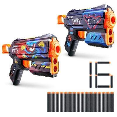XSHOT ZURU Skins Flux Blaster Poppy Playtime Confezione da 2 con 16 freccette, ricarica semplice, tecnologia Air Pocket Dart, giocattolo in schiuma Blaster per bambini, adolescenti e adulti XSHOT ZURU Skins Flux Blaster Poppy Playtime Confezione da 2 con 16 freccette, ricarica semplice, tecnologia Air Pocket Dart, giocattolo in schiuma Blaster per bambini, adolescenti e adulti