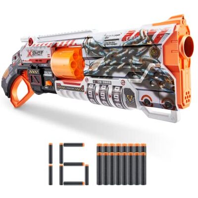 XSHOT X-Shot Skins Lock Blaster da ZURU con 16 freccette, canna rotante, tecnologia Air Pocket Dart XSHOT X-Shot Skins Lock Blaster da ZURU con 16 freccette, canna rotante, tecnologia Air Pocket Dart
