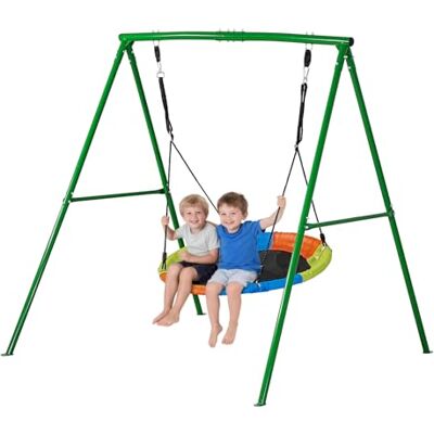 VEVOR Altalena da Giardino Telaio in Metallo a Forma di A per Bambini da Giardino Carico max 199,6 kg, Altalena a Disco Seduta Rotonda Diametro 101,6 cm da Esterno Cortile Parco, Verde e Colorata VEVOR Altalena da Giardino Telaio in Metallo a Forma di A per Bambini da Giardino Carico max 199,6 kg, Altalena a Disco Seduta Rotonda Diametro 101,6 cm da Esterno Cortile Parco, Verde e Colorata