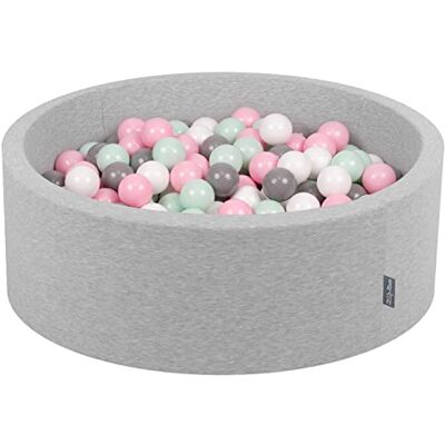 KiddyMoon 90X30cm/200 Palline Piscina di Palline Colorate per Bambini Tondo Fabbricato in EU, Grigio Ch:Bianco/Grigio/Menta/Rosa Chiaro KiddyMoon 90X30cm/200 Palline Piscina di Palline Colorate per Bambini Tondo Fabbricato in EU, Grigio Ch:Bianco/Grigio/Menta/Rosa Chiaro